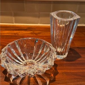 Orrefors Crystal candy dish and vase set.